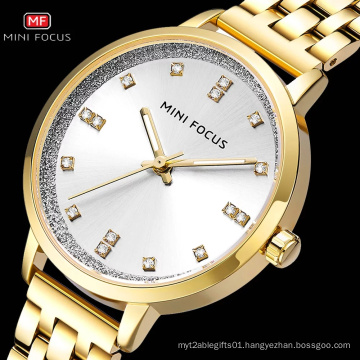 MINI FOCUS 0047 Royal Golden Women Watches Quartz Clock Top Brand Luxury Full Steel Strap